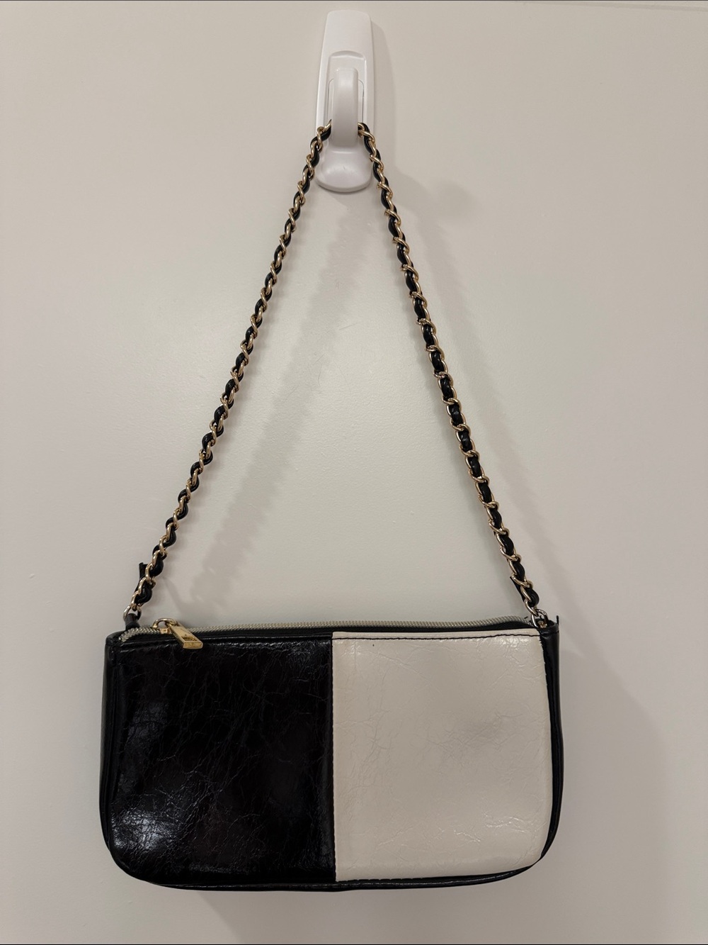 Forever 21 Color Faux B&W Shoulder Bag with Gold Straps